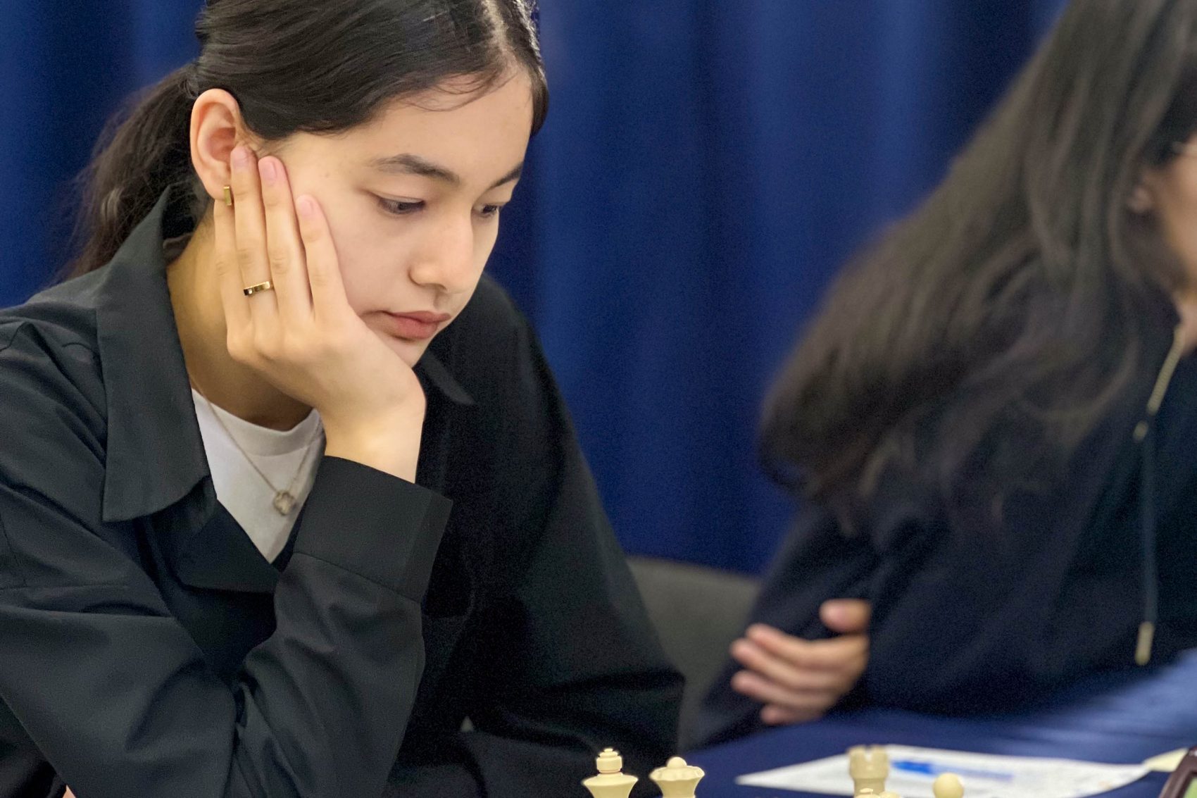 Mokhinur Khabibullaeva at the board, 1st Central & North Asian Youth Championship